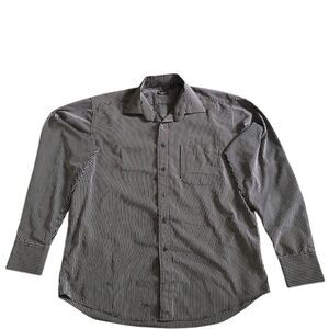 Paul Smith London Men's Black Striped Button-Front Shirt Size‎ 17
